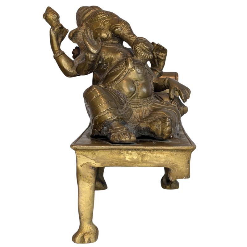 Antike Ganesha-Statue aus Bronze mit alter Patina und Gebrauchsspuren