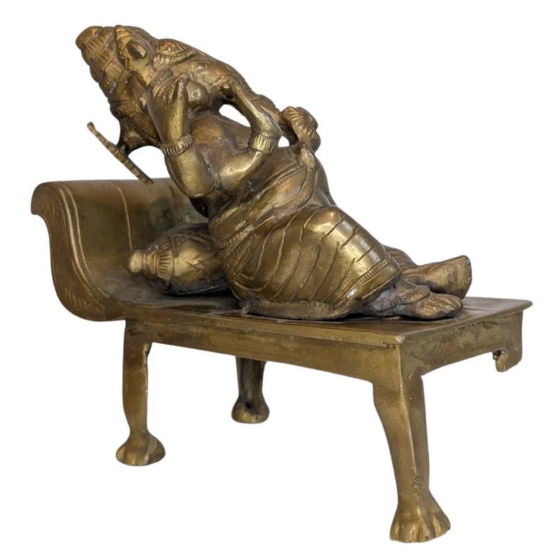 Handgefertigte Ganesha-Statue aus Bronze mit Vergoldungsresten