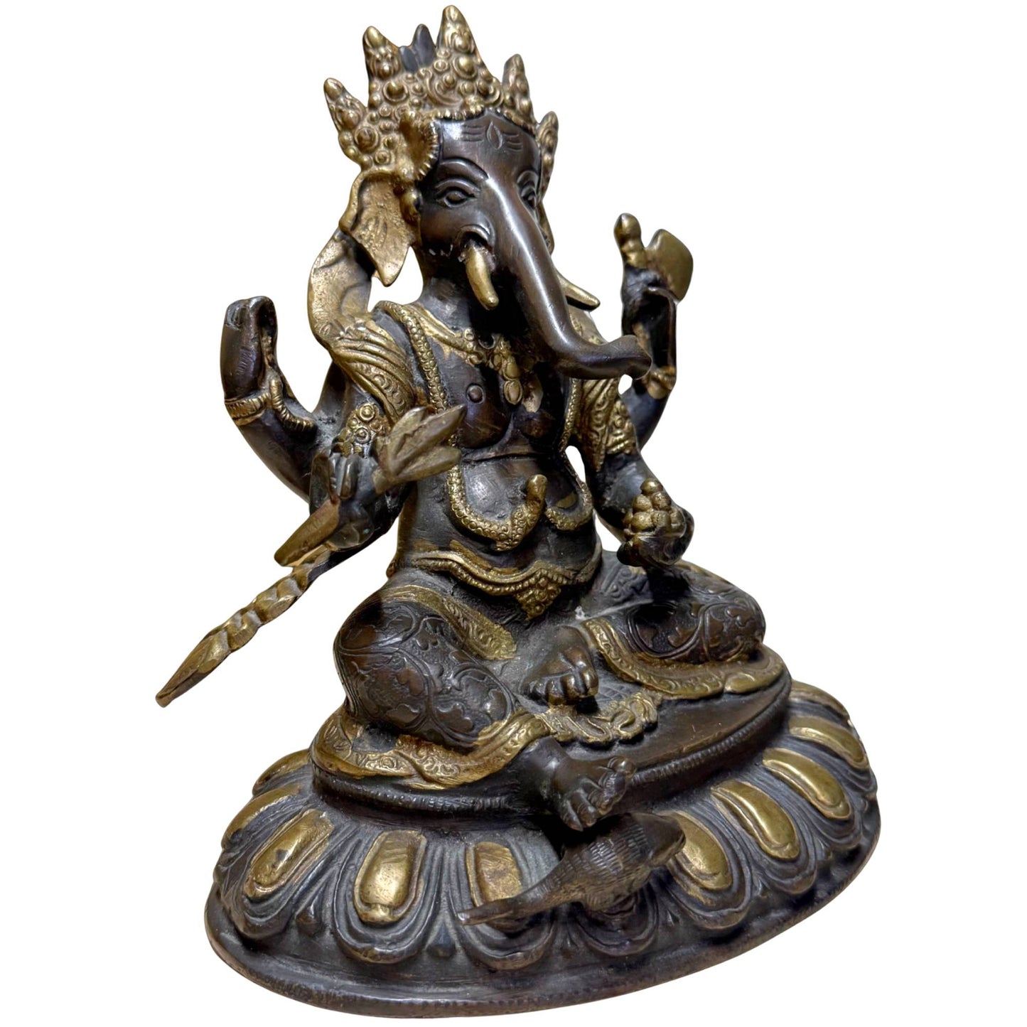 Bronzene Ganesha-Statue im nepalesischen Stil mit kunstvollen Details und spiritueller Ausstrahlung