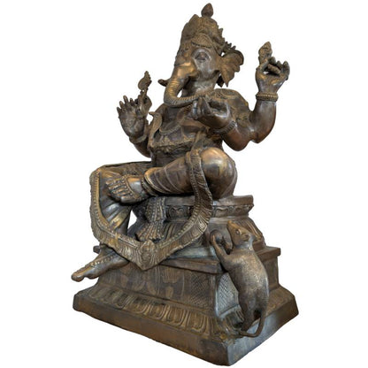 Ganesha‑Statue aus Bronze, feuervergoldet, Nepal Tempelstatue, 41 kg