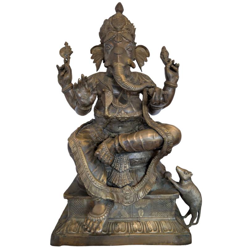Ganesha-Statue, bronze feuervergoldet, Nepal, 85 cm, Tempelstatue