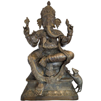 Ganesha‑Statue aus Bronze, feuervergoldet, Nepal, 85 cm Tempelstatue