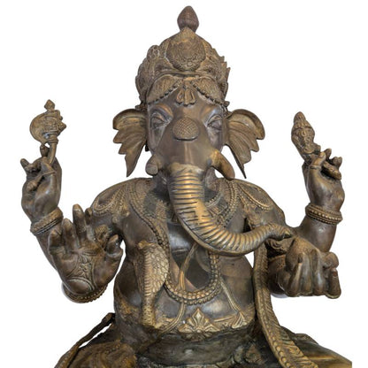 Ganesha-Statue aus Bronze, feuervergoldet, Nepal, große Tempelstatue