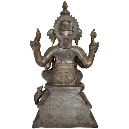 Ganesha‑Statue aus Bronze, feuervergoldet, Nepal‑Tempel‑Statue, Trishula‑Symbol