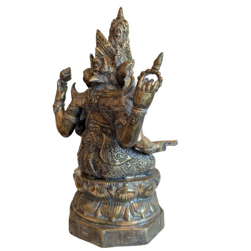 Bronzene Ganesha-Statue mit Buddha in der Krone