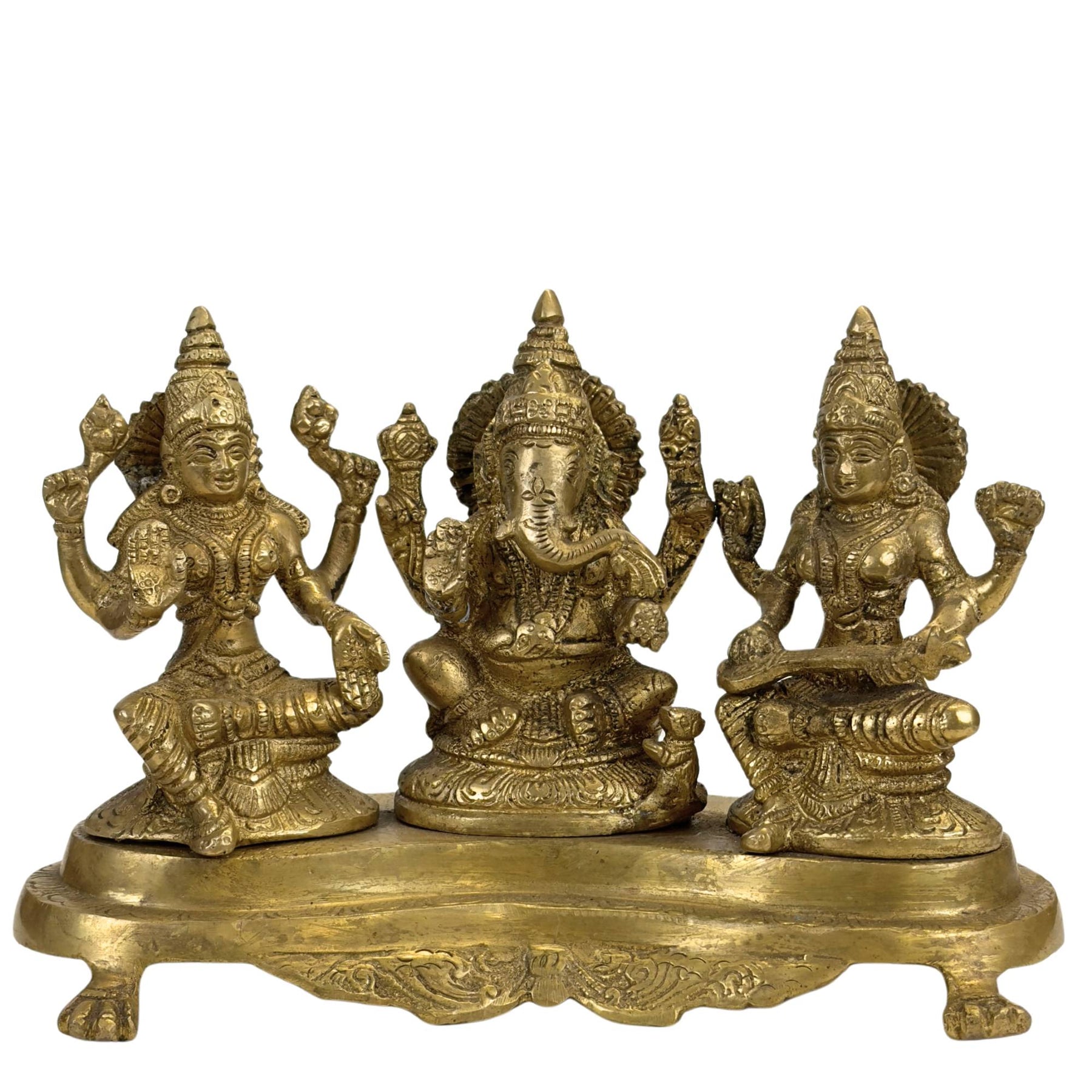 Indisches Altarbild mit Ganesha, Lakshmi und Saraswati für Wohlstand und Schutz