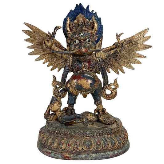 Garuda-Statue aus Bronze, gefertigt in der Himalaya-Tradition und mit einer kraftvollen, schützenden Ausstrahlung