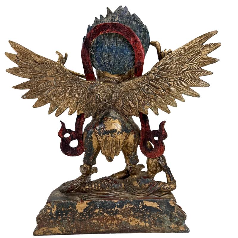 Bronzene Garuda-Schutzfigur mit Resten von Polychromie aus dem Himalaya