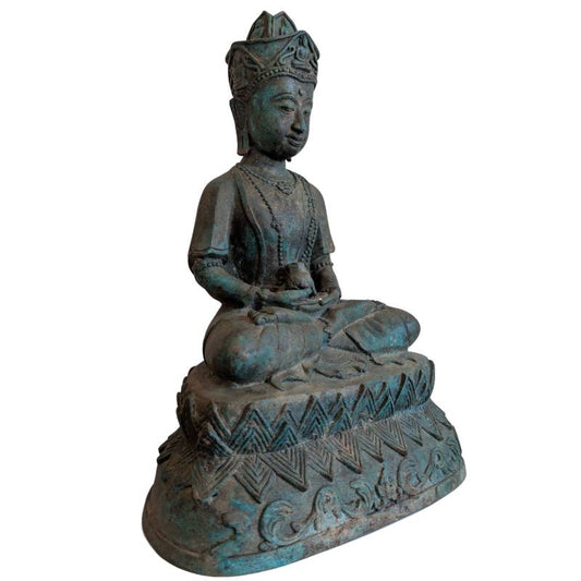 Gekrönter Avalokiteshvara aus Bronze aus der Khmer-Tradition