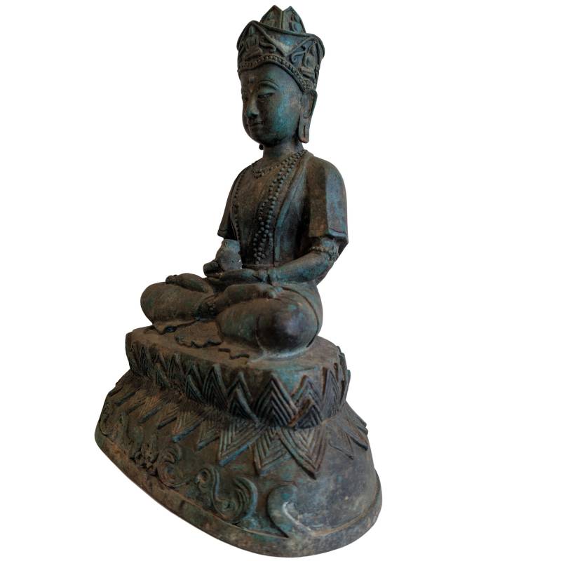 Gekrönter Bodhisattva aus Bronze aus Südostasien