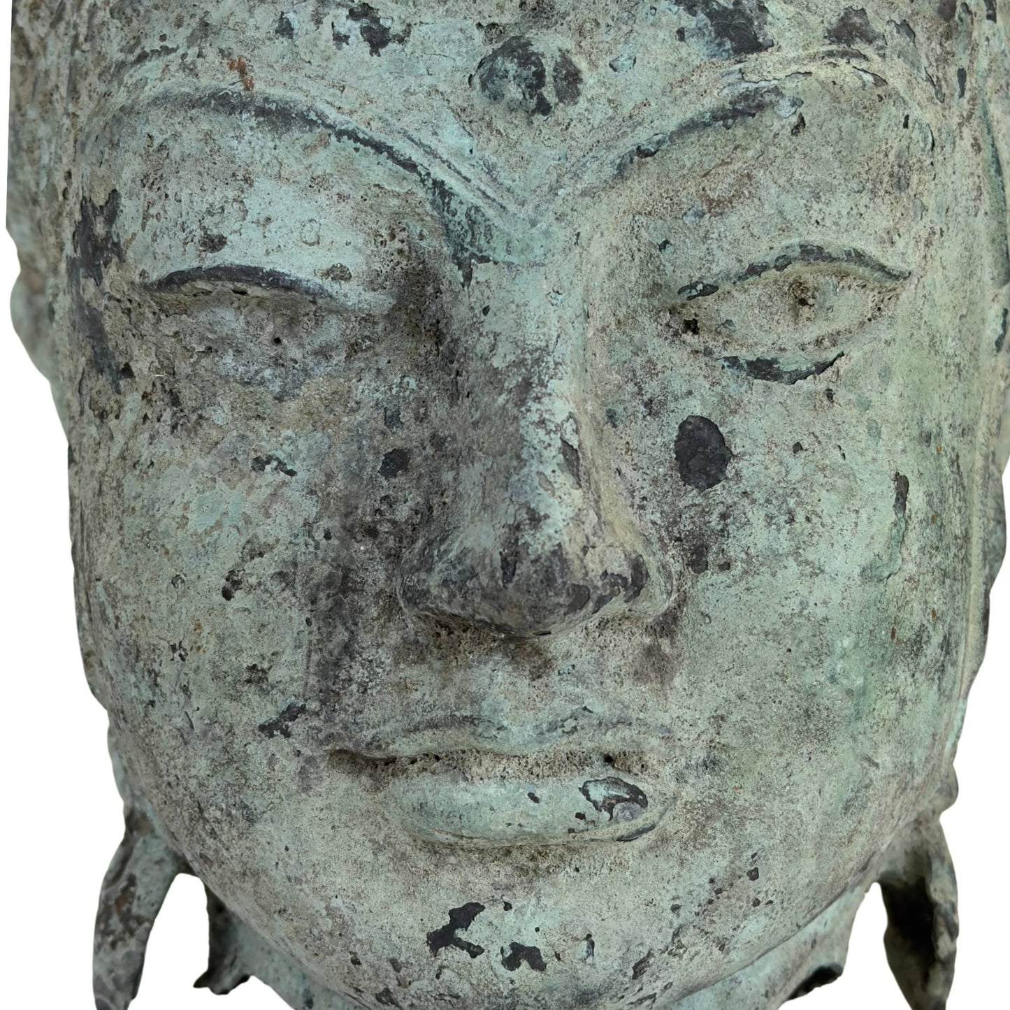 Hauptfragment einer gekrönten Gottheit, vermutlich Vishnu, aus Java