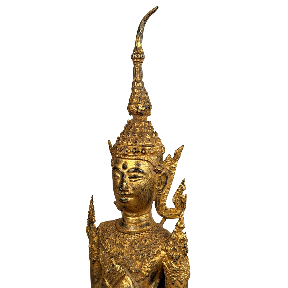 Face and crown with flame, angled from the front, detail