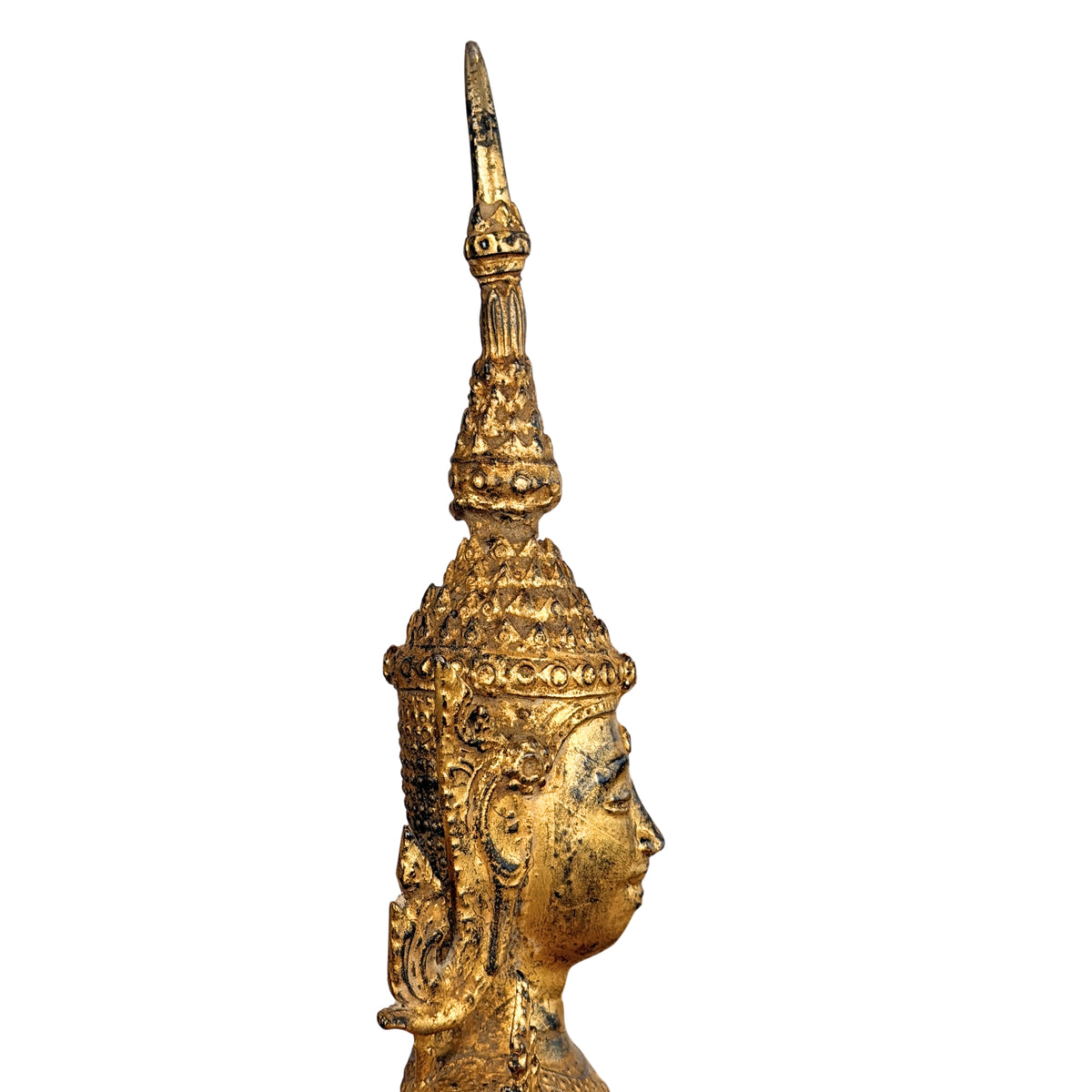 Crown with flame and face in profile, detail