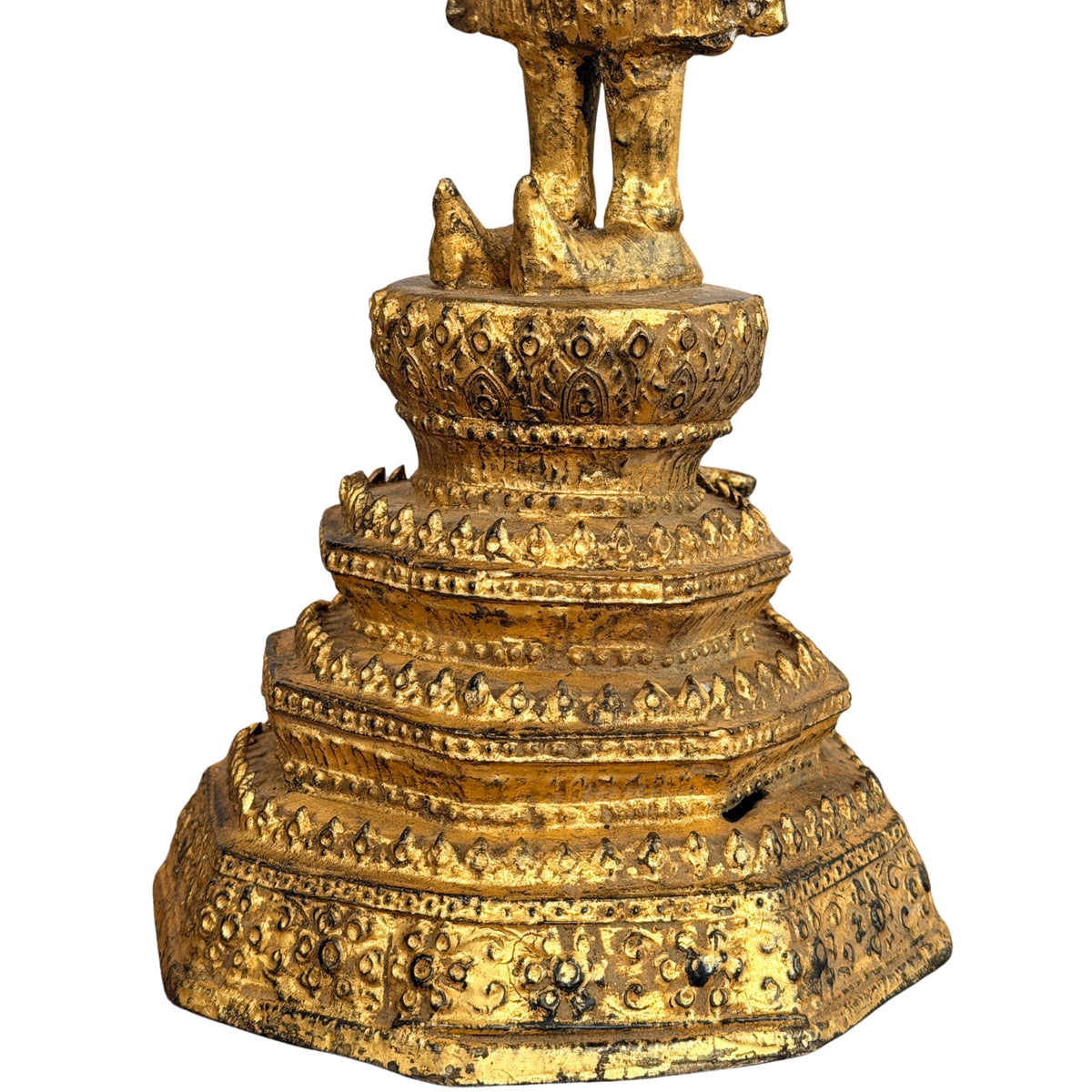 Stepped lotus base, angled from the front, detail