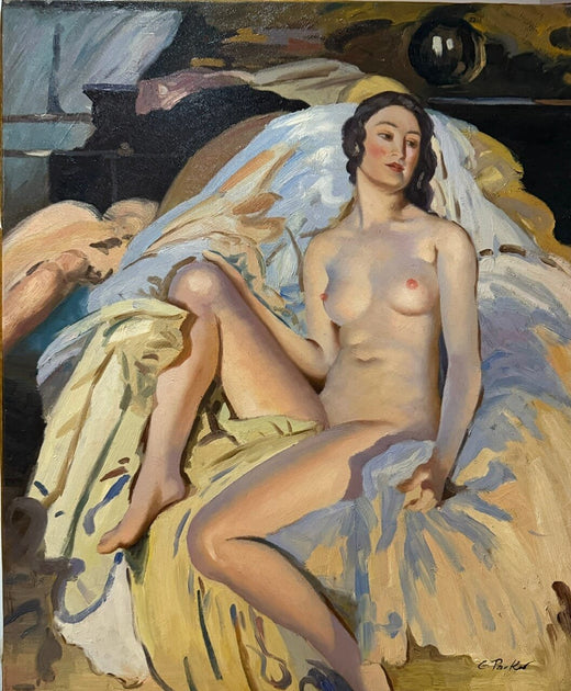 Vollständige Ansicht des originalen Ölgemäldes „Nu féminin classique“ von Gérard Parker.