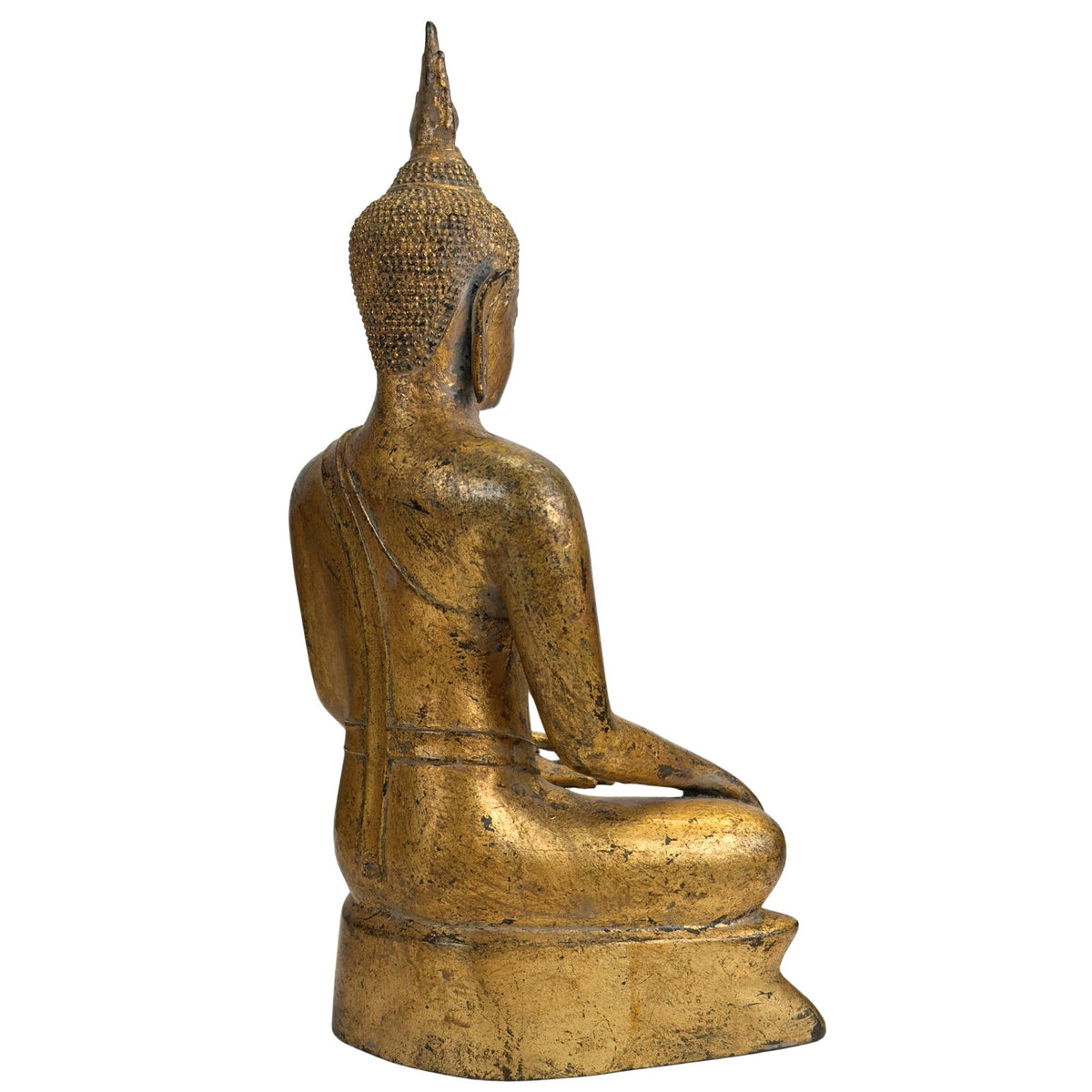 Seitenansicht der vergoldeten bronzenen Buddha‑Statue