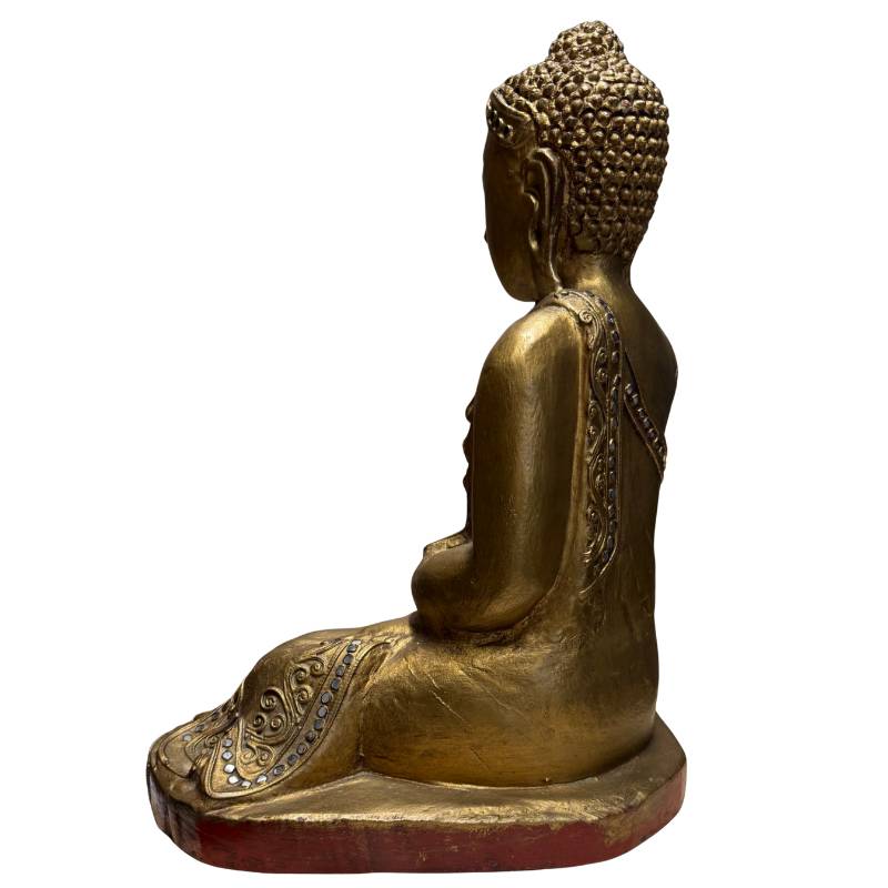 Buddha-Statue aus Burma mit Glasmosaik-Einlage, geprüft