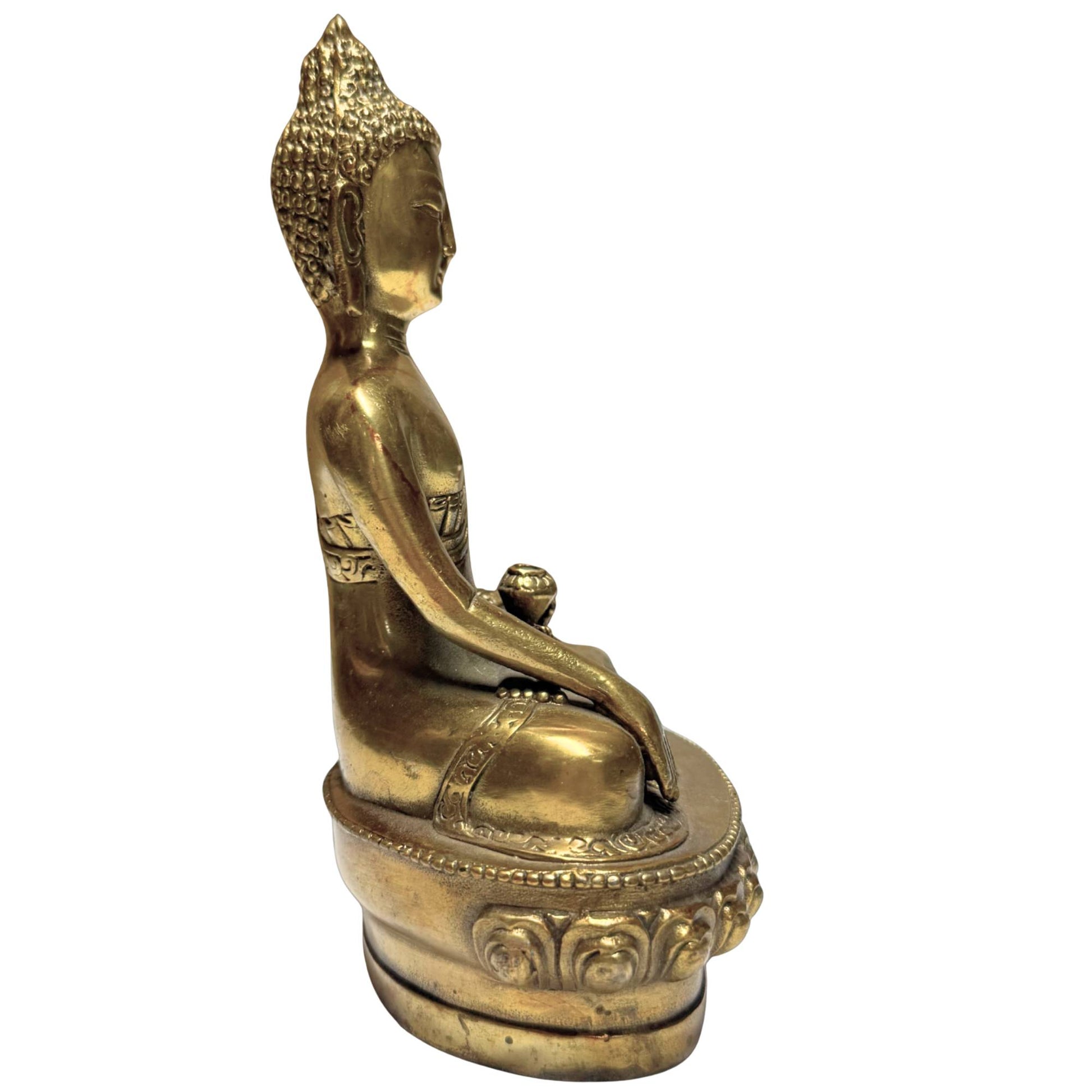 Goldfarbene Buddha-Statue für Meditation, inneren Frieden und einen bedeutungsvollen Platz im Haus