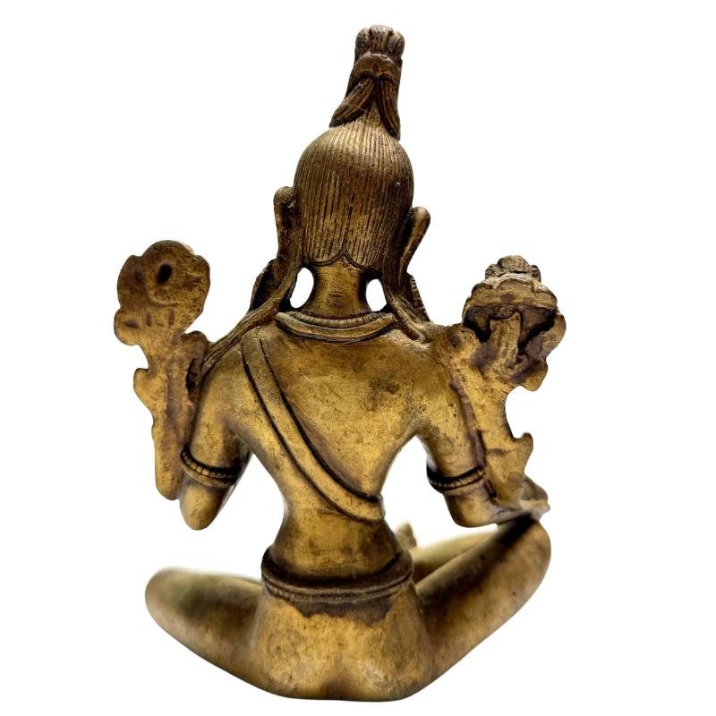 Grüne Tara-Statue aus Bronze, Indien, buddhistische Göttin Lotus