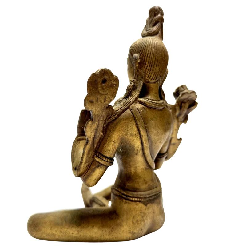 Bronzestatue der Grünen Tara, indische buddhistische Göttin