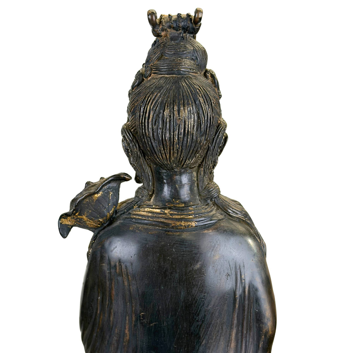 Große bronzene Guanyin-Statue mit Drachenfisch und Wassermotiven, 64 cm hoch und 16 kg schwer