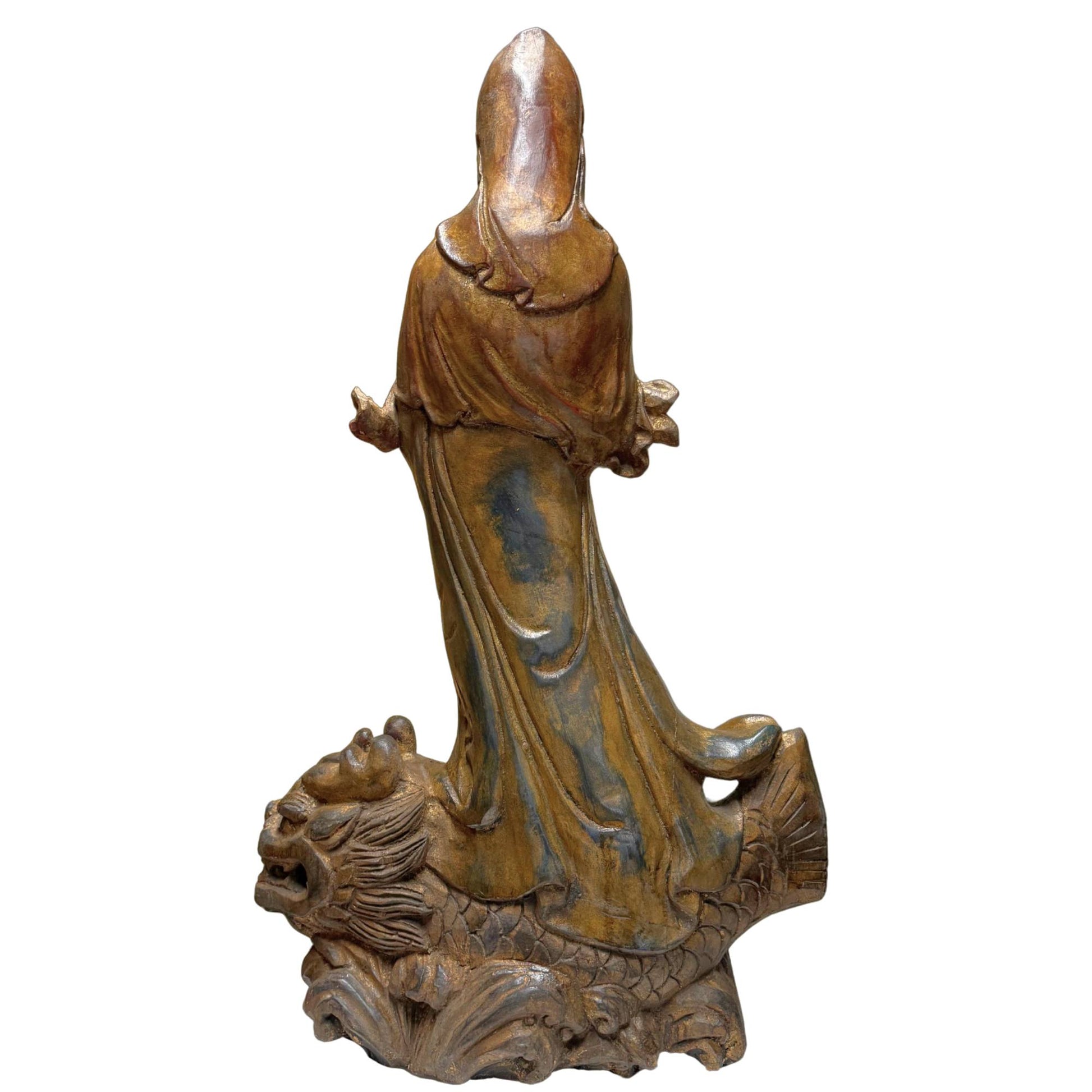 Große Kwanyin-Statue aus Holz, 81 cm hoch, handgefertigt aus China