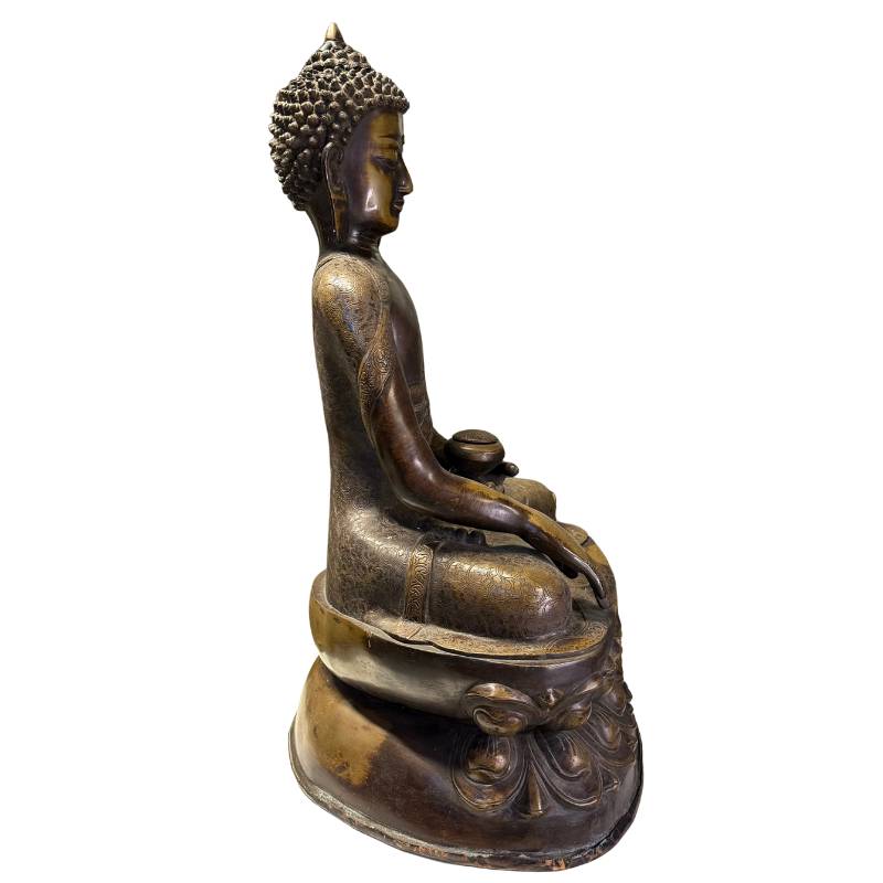Monumentaler Buddha-Tempel, 59 cm hoch, Newari-Handwerkskunst, Kathmandu-Tal.