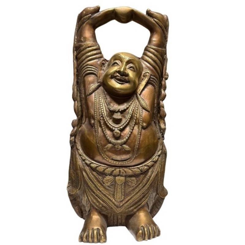 Großer Budai (Lachender Buddha) aus Bronze, 46 cm hoch.
