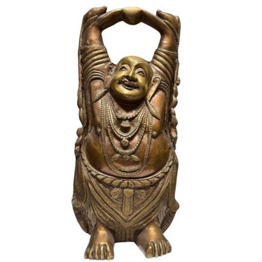 Großer Budai (Lachender Buddha) aus Bronze, 46 cm hoch.