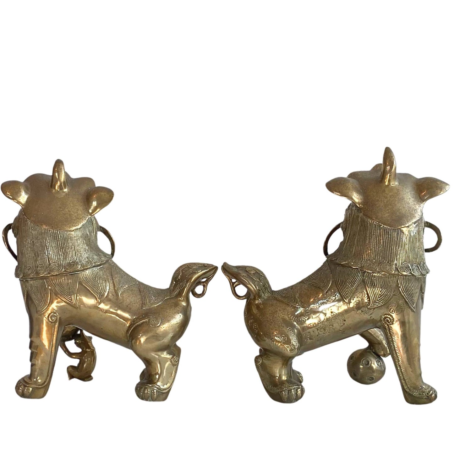 Große, antike Wächterlöwen aus Bronze, 40 cm hoch, 14 kg schwer