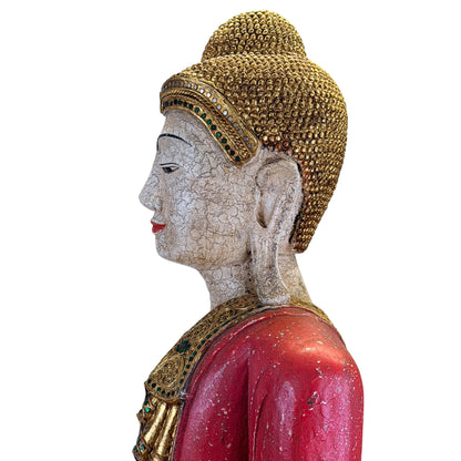 Großer dekorativer burmesischer Buddha aus handgefertigtem Holz