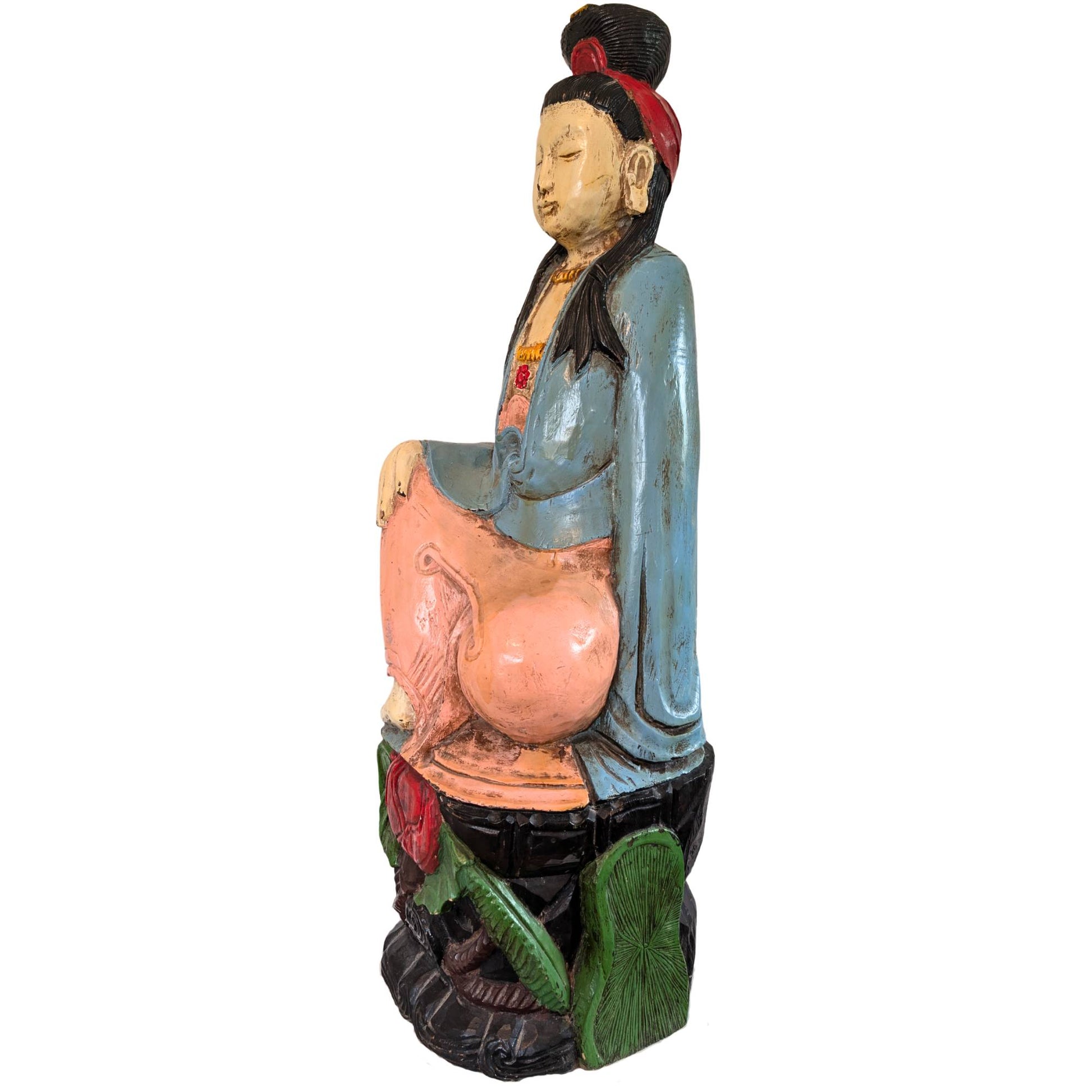 Große hölzerne Kwanyin-Skulptur aus China mit Charakter
