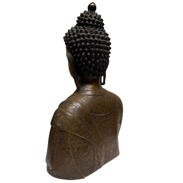 Große nepalesische Buddha-Büste aus Bronze mit klassischem Aussehen
