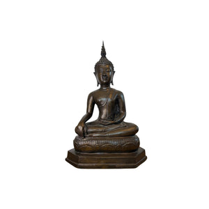 Thailändischer Bronze-Buddha – Große Tempelstatue – Rattanakosin-Stil 55cm