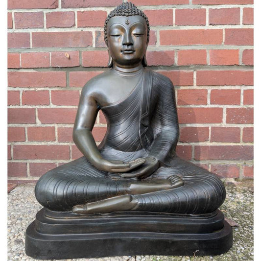 Großer Theravada-Buddha aus Bronze, Tempelstatue Sri Lanka