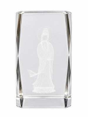 Guanyin als 3D-Lasergravur in optischem Kristallglas