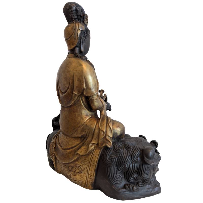 Guanyin Avalokiteshvara auf einem Löwen aus China