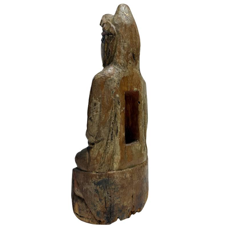 Alte chinesische Guanyin-Tempelskulptur aus Holz mit originalen Gebrauchsspuren