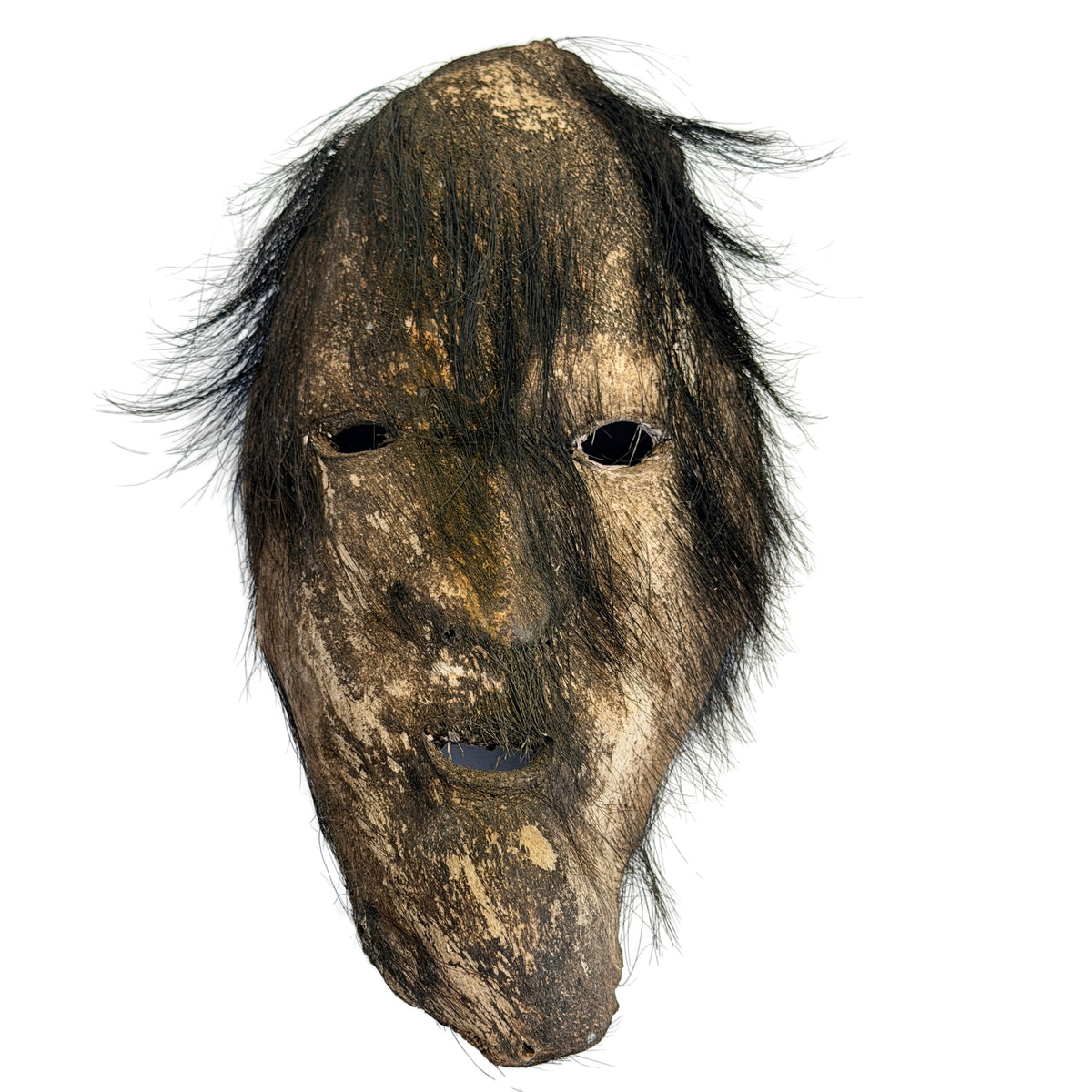 Gurung- oder Magar-Schamanenmaske aus Nepal mit Augen- und Mundöffnungen