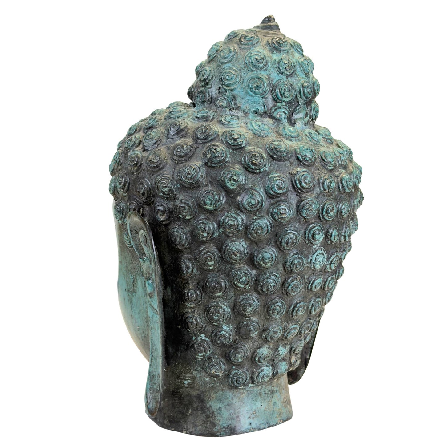 Handgegossener Buddha-Kopf aus schwerer Bronze