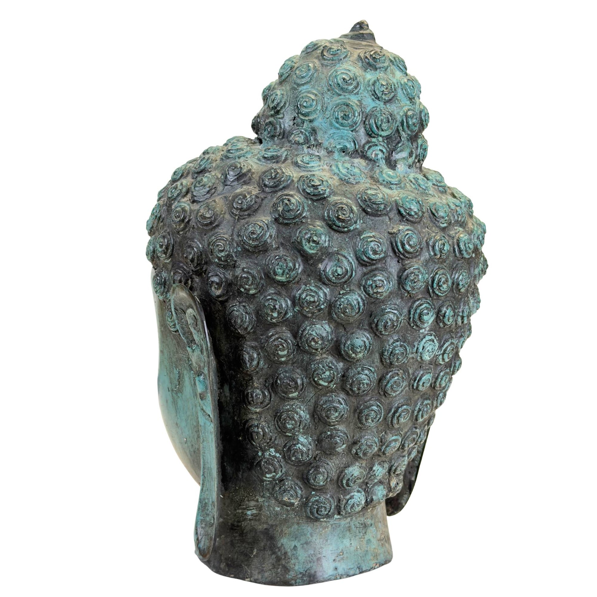 Handgegossener Buddha-Kopf aus schwerer Bronze