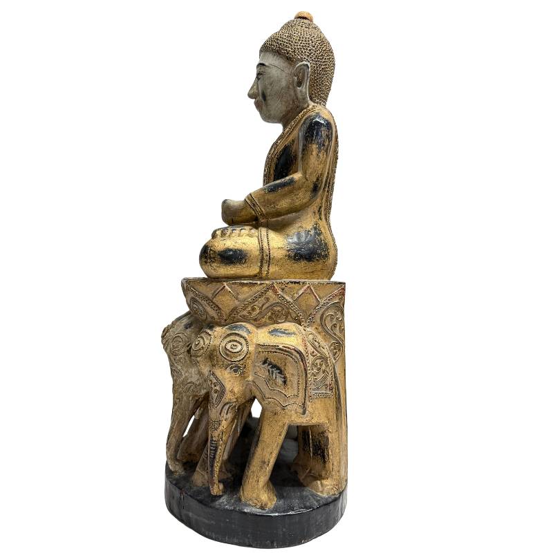 Handgeschnitzte Buddha-Statue aus Holz aus Burma