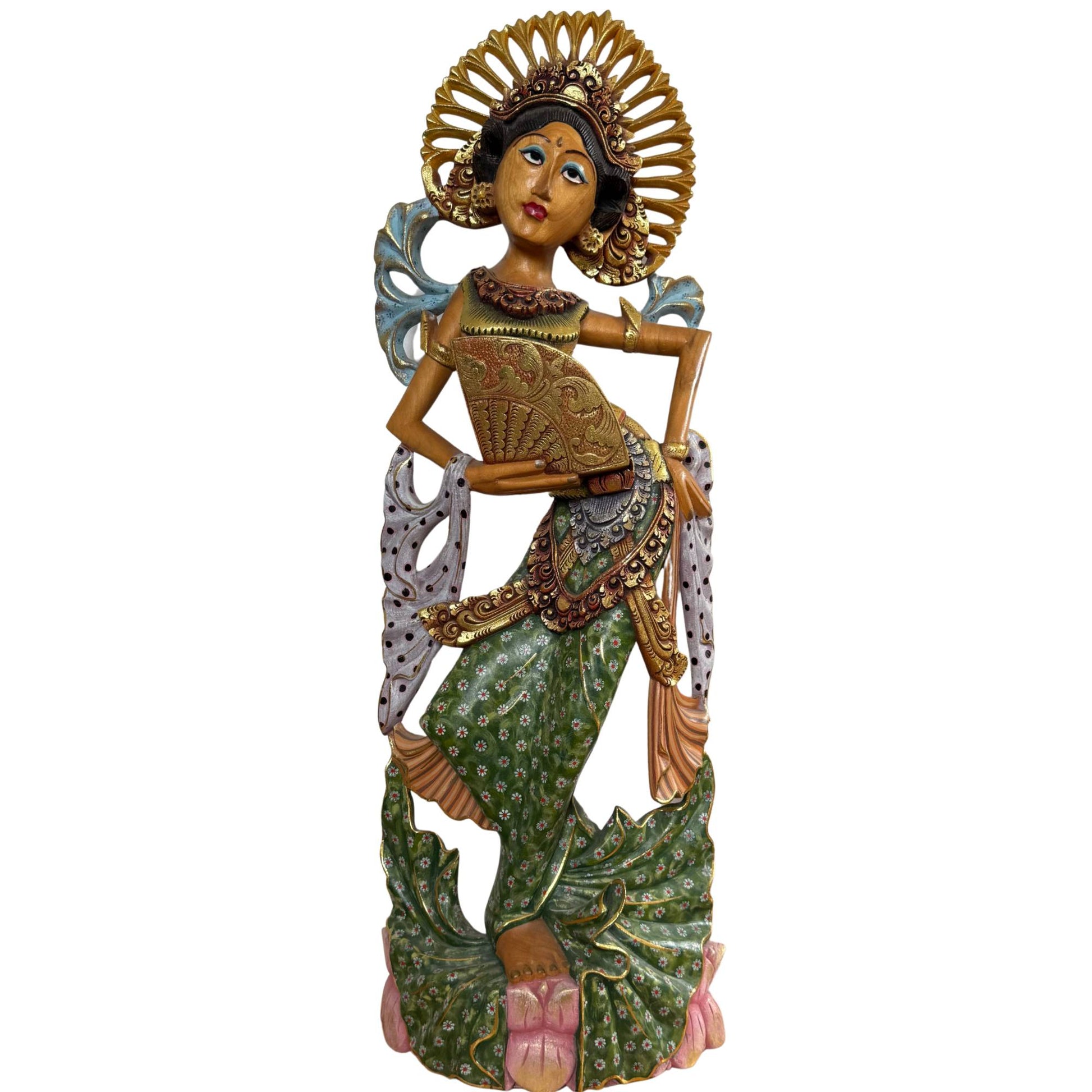 Der Himmlische Legong: Eine monumentale, 71 cm große balinesische Tänzerin, Symbol göttlicher Gnade und spiritueller Verbindung.