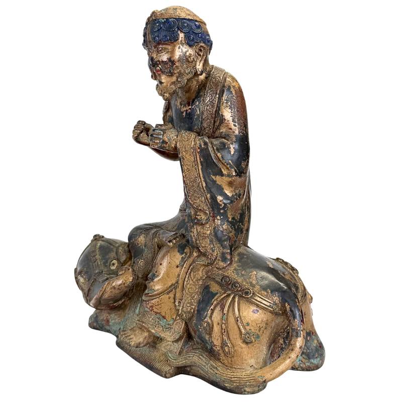 Nepal Arhat auf Dano als rituelle Bronzestatue