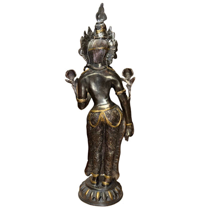 Himalaya Bodhisattva aus Bronze mit handgefertigter Kleidung und Verzierungsdetails