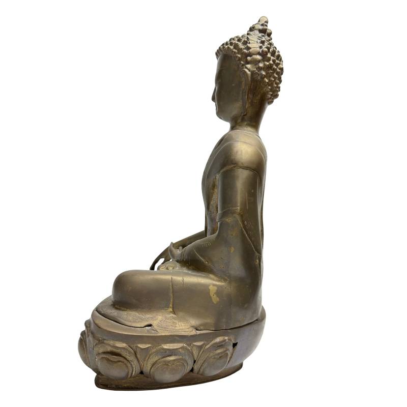 Antike Buddha-Statue aus Bronze aus dem Himalaya, 18./19. Jahrhundert, vergoldet