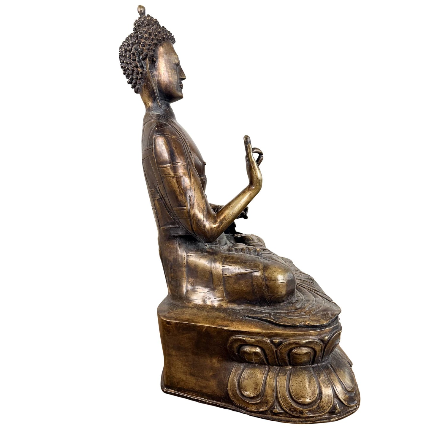 Bronzene Himalaya-Buddha-Statue in Abhaya-Mudra mit schützender spiritueller Bedeutung
