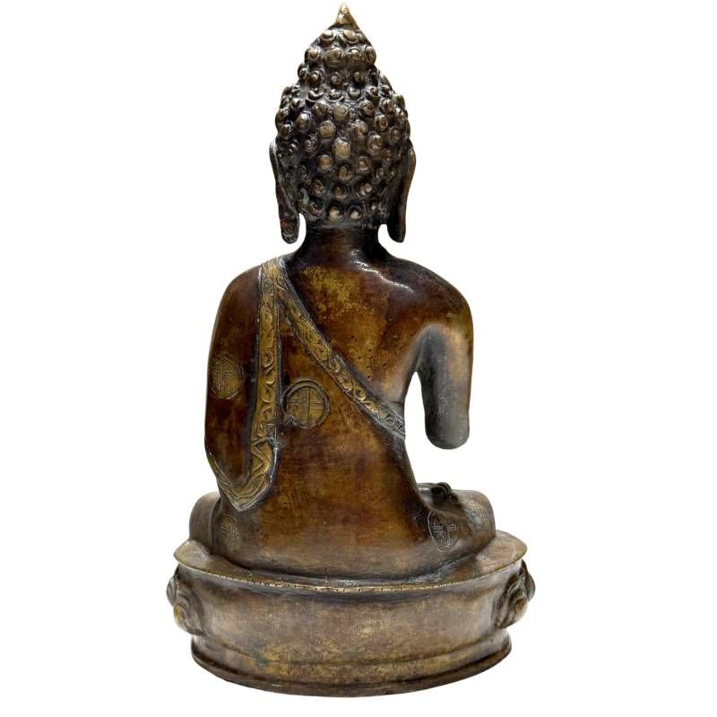 Bronze-Buddha aus dem Himalaya mit natürlicher, gealterter Patina