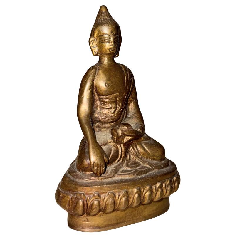Technische Prüfung einer Buddha-Statue aus Bronze im Himalaya, ca. 1940