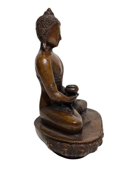 Offener Sockel mit originalem Kern einer Buddha-Statue aus Himalaya-Bronze in Dhyana-Mudra-Pose, 17. Jahrhundert